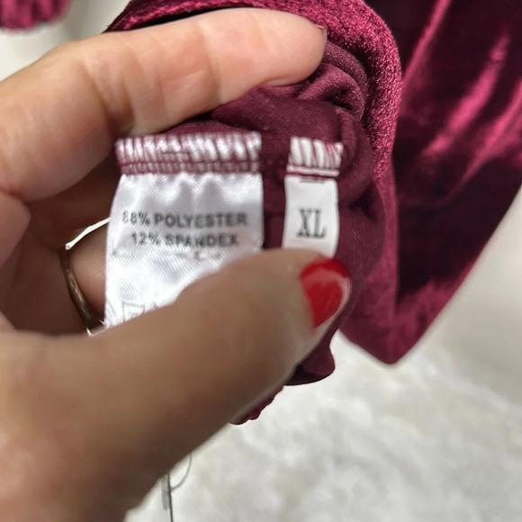 Elainone Off Shoulder Wrap V Neck Velvet Bodycon Dress Ruched Long Puff Sleeve - Picture 8 of 11